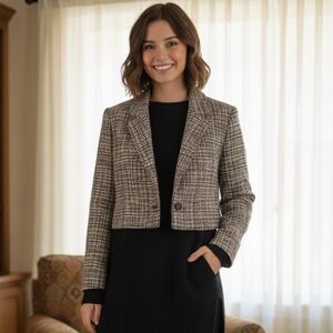 Cleo Light Blazer in Black, Cream and Tan